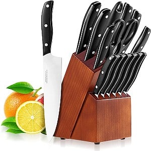 Vistreck Profi Messerblock – 15-teiliges Messer Set aus rostfreiem Edelstahl für 29,99€