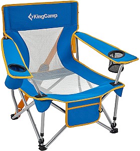 KingCamp Campingstuhl mit Niedrigen Stuhlbeinen und Atmungsaktiver Netzstoffrückenlehne in Blau für 34,96€