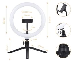 10,2″ LED Ringlicht mit Stativ Tischringlicht für 12,99€ (statt 25,98€)