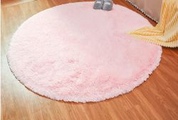 Hexin Plüsch Teppich rund in Rosa 140x140cm für 21,59€