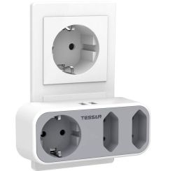 Tessan 5 in 1 Doppelstecker für Steckdose mit 2x USB in Grau für nur 12,79€ (statt 14,99€)