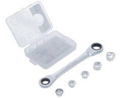 BGS Diy 71016 Ratschen-Ringschlüsselset mit Adaptersatz (SW 8 – 19 mm) für 15,81€