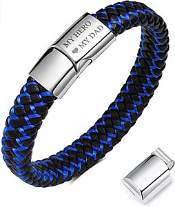 Gamtic Lederarmband für Herren – auch mit Gravur „My Hero My Dad“ für 7,64€