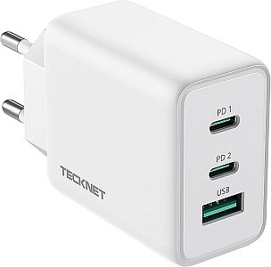 TECKNET 65W USB-C Ladegerät mit 3 Ports (2x USB-C & 1x USB-A) für 18,99€