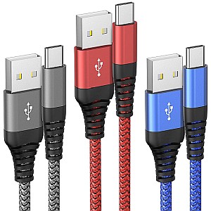 3er Pack USB C Schnellladekabel – USB-C auf USB-C (1,8m) für 4,49€ inkl. Prime-Versand