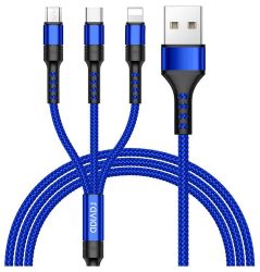 RAVIAD 3in1 mehrfach Ladekabel mit Micro USB-C & Lightning in Blau für nur 5,07€ (statt 6,99€)