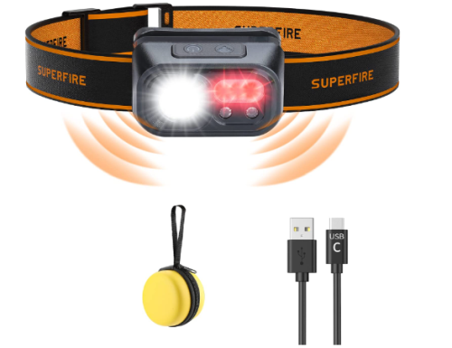 SuperFire Stirnlampe (LED, wiederaufladbar, 500 Lumen) für nur 9,09€ bei Prime inkl. Versand