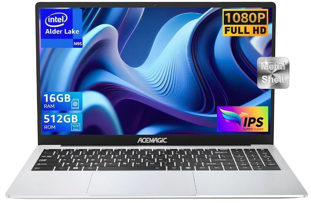 ACEMAGIC 15,6 Zoll FHD Laptop (16 GB, 512 GB SSD, Intel Alder Lake N95) für 247,98€