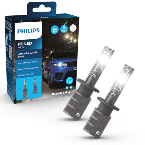 Philips Ultinon Pro6000 Boost H1-LED Scheinwerferlampe mit Straßenzulassung, 5.800K, grau Philips Ultinon Pro6000 Boost H1-LED Scheinwerferlampe