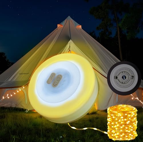 Camping Lichterkette Aufrollbar: 10m Tragbare 3-in-1 Wiederaufladbare LED Lichterkette Camping Lichterkette