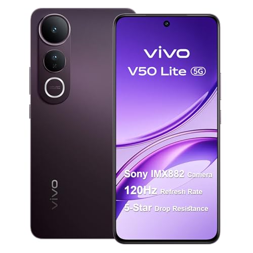 VIVO V50 Lite 5G Smartphone 8GB 256GB, 120Hz 6.77" AMOLED, 50 MP Sony Hauptkamera,5200 mAh Akku, MediaTek Dimensity 6300, Dual-SIM, NFC, IP69, Android 15, Schwarz VIVO V50 Lite 5G Smartphone