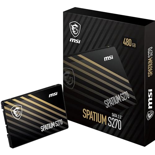 MSI SPATIUM S270 SSD 480 GB – SATA 3 2,5-Zoll-Solid-State-Drive, 500 MB/s Lesen und 450 MB/s Schreiben MSI SPATIUM S270 SSD 480 GB