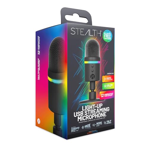 STEALTH Beleuchtetes LED-USB-Streaming-Mikrofon mit Noice-Cancelling-Funktion STEALTH Beleuchtetes LED-USB-Streaming-Mikrofon