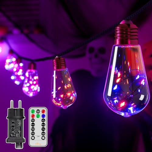 Ollny 8m Halloween Lichterkette Outdoor, mit 16 S17 Glühbirnen, 8 Modi Timer Dimmbar Ollny 8m Halloween Lichterkette