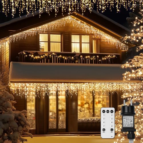 Sylvwin Eiszapfen Lichterkette 12m mit 400 LEDs für 13,99€