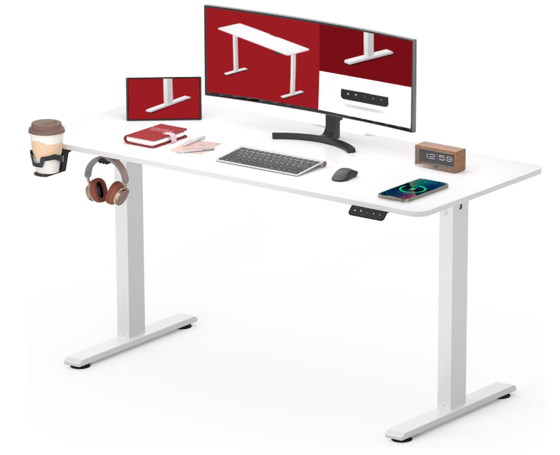 SANODESK Höhenverstellbarer Schreibtisch für Homeoffice 110 x 60 cm(weiß) für 66,49€