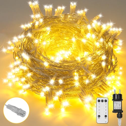 sylvwin Lichterkette Weihnachtsbaum - 30M 300 LED Lichterkette Weihnachten Außen Strom mit Timer Speicherfunktion,8 Modi Weihnachtslichter für Zuhause,Garten Weihnachten Deko sylvwin Lichterkette Weihnachtsbaum