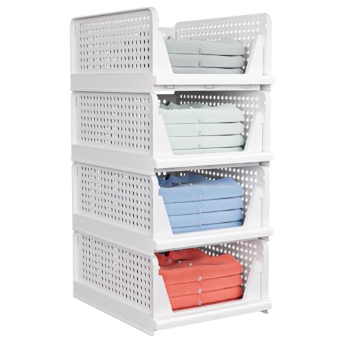caktraie 4 Pack Stapelbar Schrank Kleiderschrank Organizer