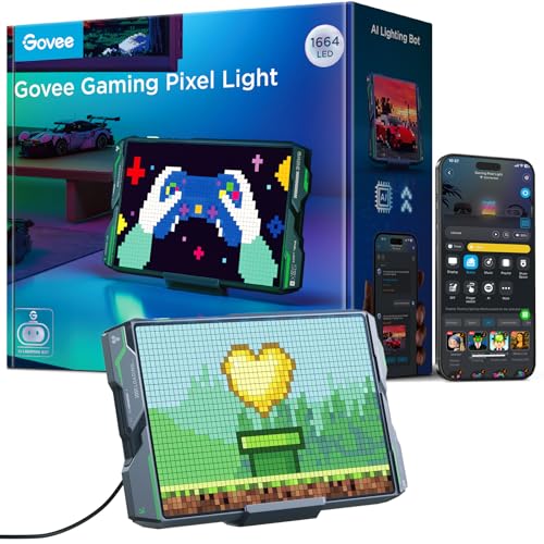 Govee Pixel Licht Gaming Rechteck, 52x32 RGBIC Pixel Art LED Panel Govee Pixel Licht Gaming Rechteck