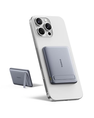 Baseus Mini MagSafe Powerbank 5000mAh Qi2-zertifiziertes mit Klappbarer Ständer, Grau Baseus Mini MagSafe Powerbank