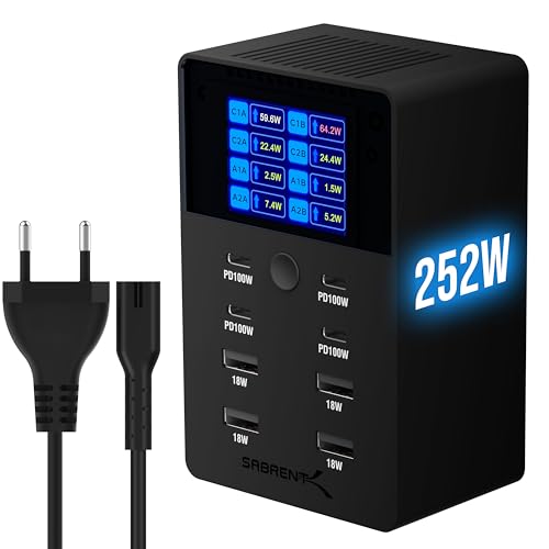 SABRENT USB Ladestation 252W 8-Port PD 3.0 mit LCD Display SABRENT USB Ladestation
