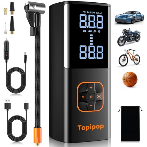 Topipop Elektrische Luftpumpe, 150 PSI Akku Kompressor Topipop Elektrische Luftpumpe